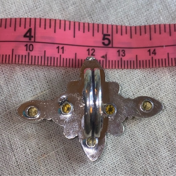 Yellow Citrine facet cut multi-gem cluster Ring - Picture 7 of 8